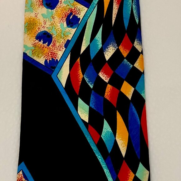NECKTIE ELECTRIC BRITES COLORFUL BOLD COLORS GEOMETRIC PATTERN, MINT! - Picture 6 of 6